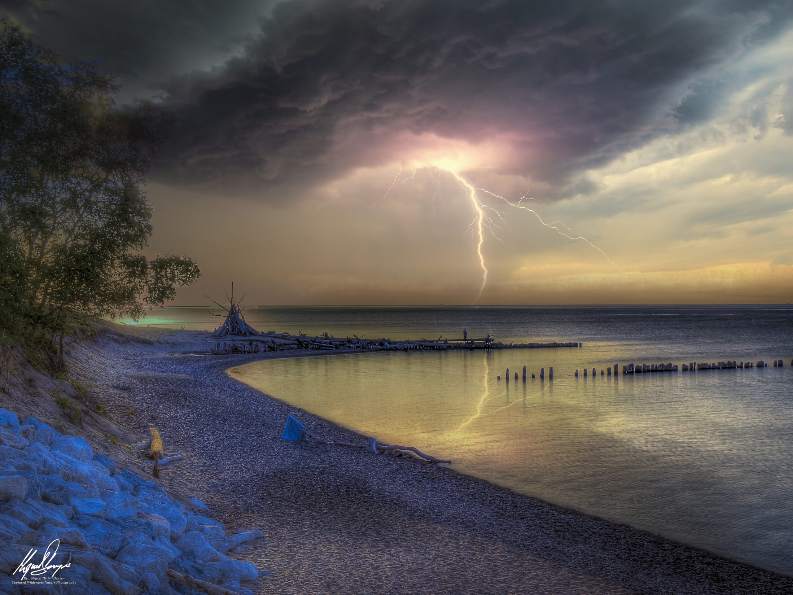 Thunderstorm over Whitefish Point Beach